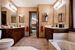 Master bedroom bath with jacuzzi spa and shower on 1st level
